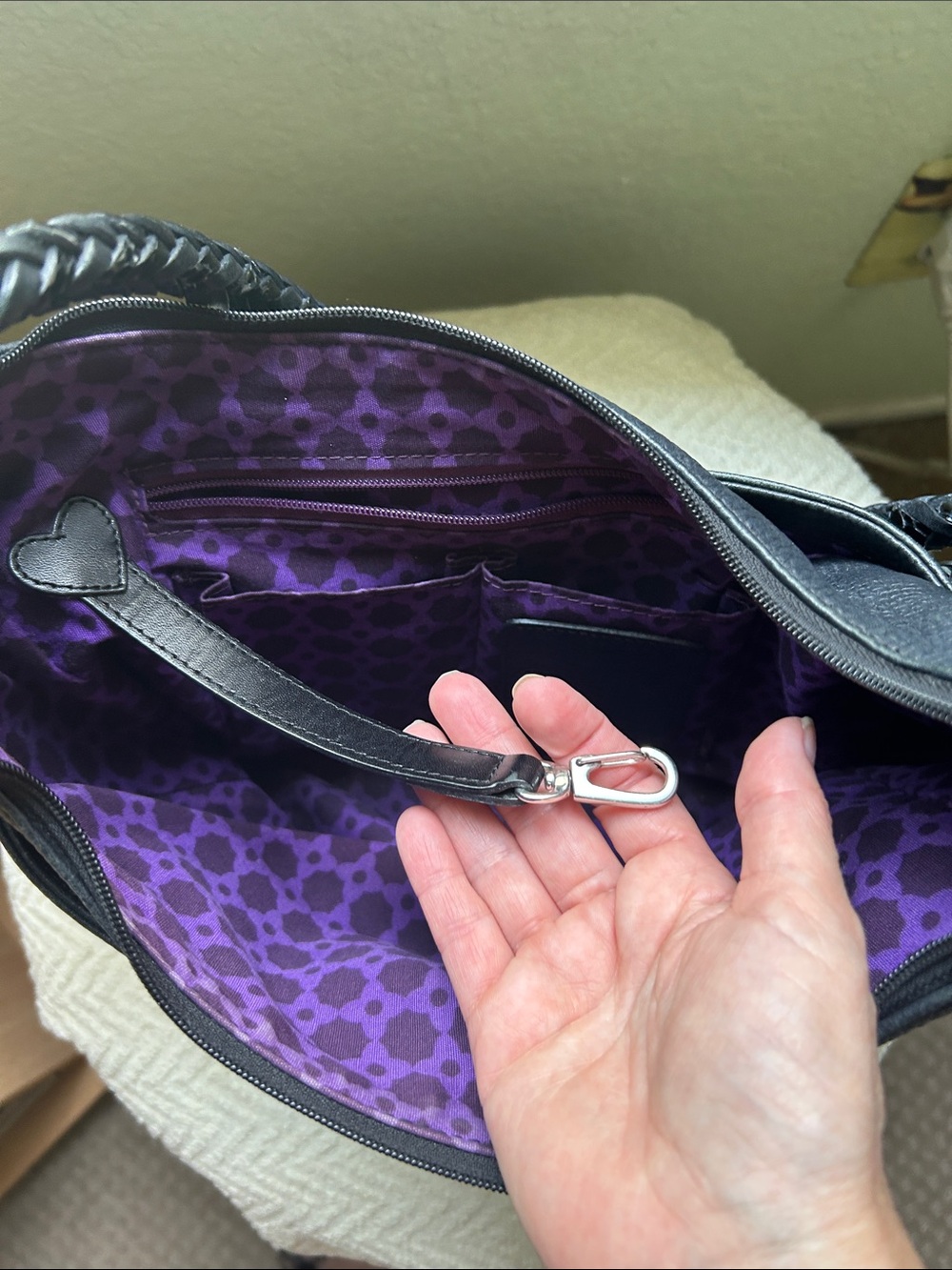 Brighton Black Leather Hobo Shoulder Bag with Braided Strap - Picture 10 of 12